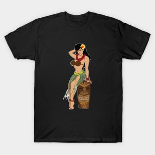 Hula Sitting on Tiki Head BLK T-Shirt